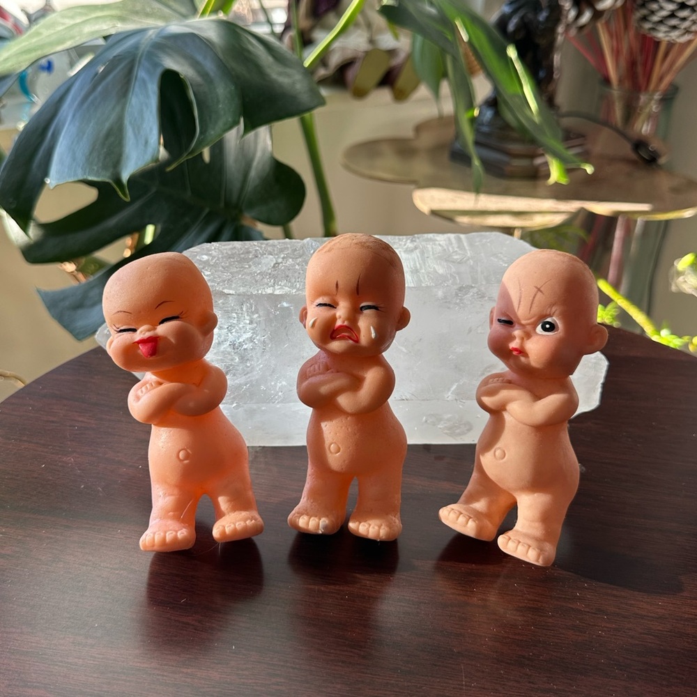 Charming Set of 3 Tan Baby Figurines